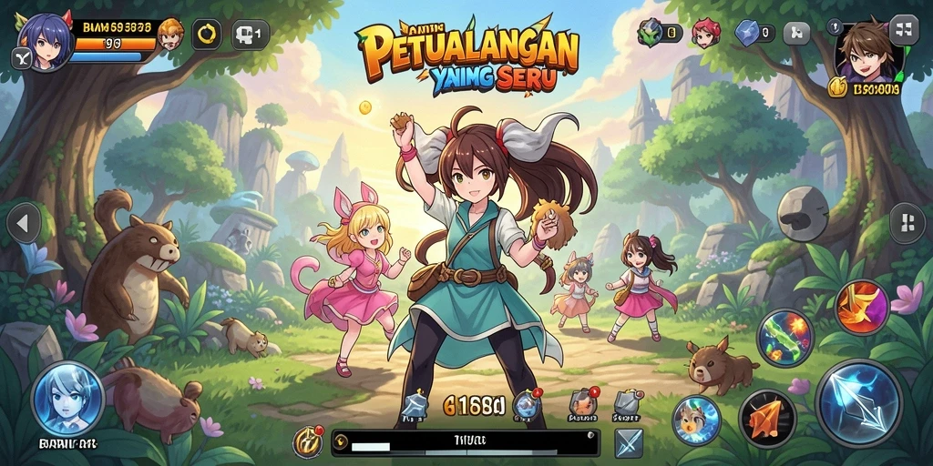 Screenshot menunjukkan aksi seru dalam game Anime BARU01.