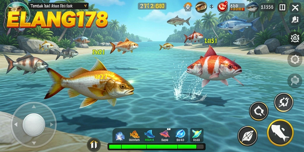 Screenshot gameplay ELANG178 menampilkan aksi menembak ikan yang seru.