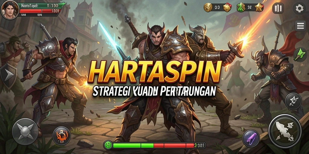Tangkapan layar gameplay HARTASPIN dengan aksi strategi yang mendebarkan.