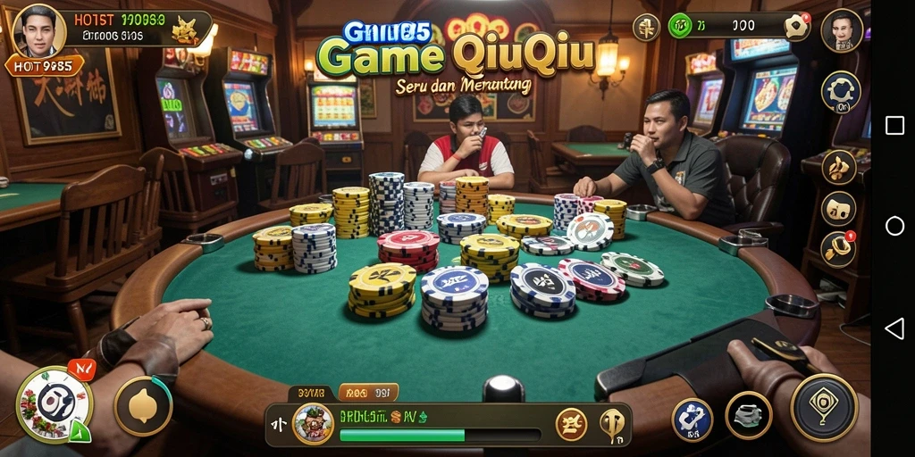 Tampilan gameplay seru HOT985 dengan fitur QiuQiu.