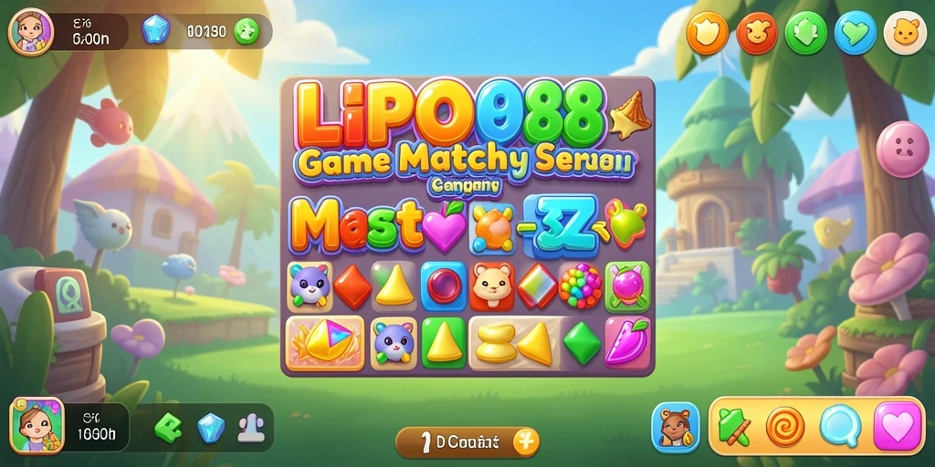 Tampilan gameplay menarik LPO88 saat mencocokkan objek Match-3.