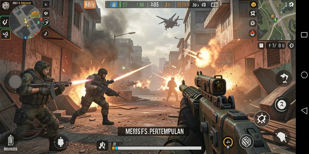 Tangkapan layar gameplay ME355 yang menunjukkan aksi seru FPS.